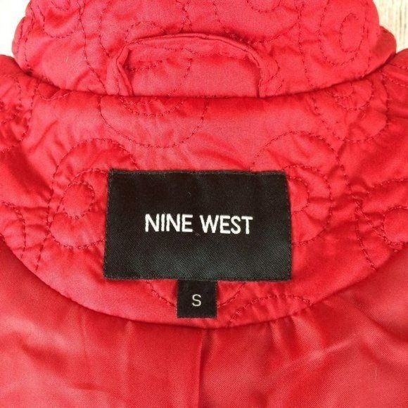 NINE WEST Red Scroll Quilted High Neck Vest Sz S - Picture 9 of 11